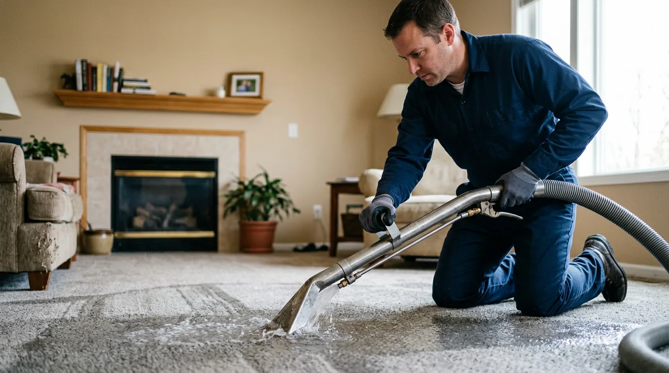 Water damage restoration technician working near Brown City, MI